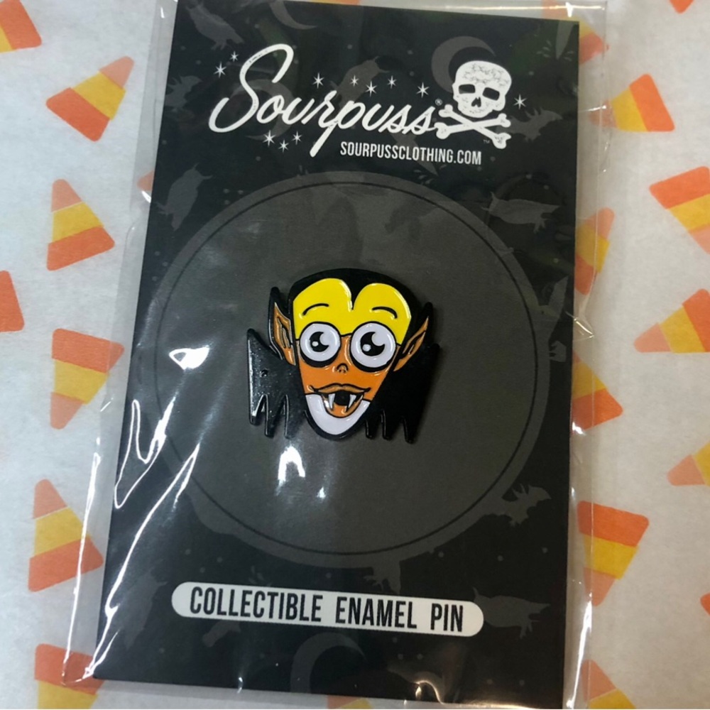 Sourpuss Candy Corn Vampire Halloween Enamel Pin New